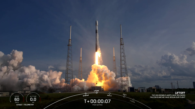 Satelit Republik Indonesia 1 atau Satria-1 meluncur ke angkasa dengan roket Falcon 9 milik SpaceX dari Cape Canaveral, Florida, Amerika Serikat (AS), pada Senin (19/6) pukul 05.21 WIB. Foto: SpaceX