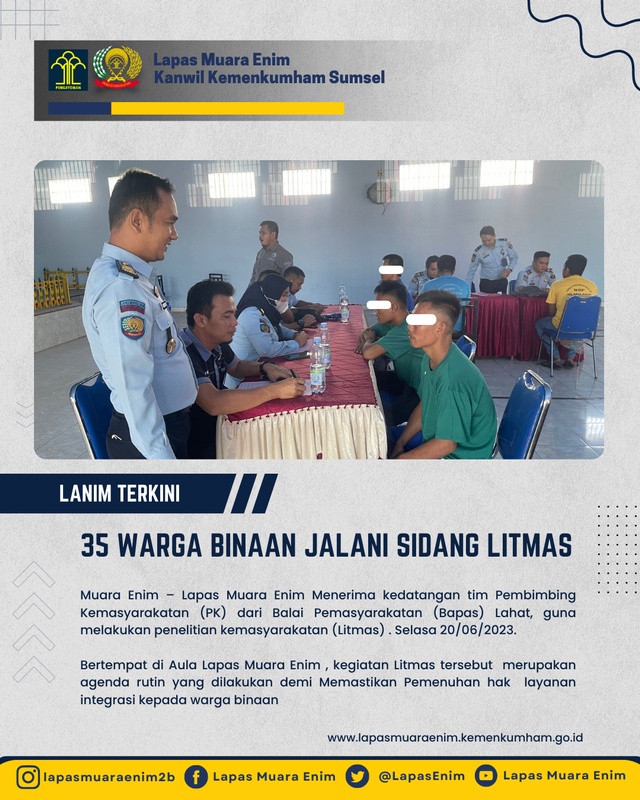 35 Warga Binaan Lapas Muara Enim Jalani Sidang Litmas | Kumparan.com