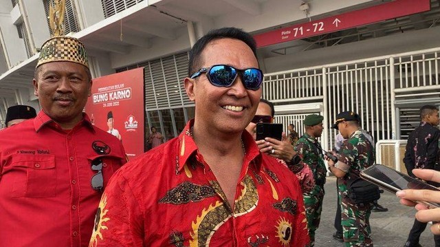 Eks Panglima TNI Andika Perkasa di Puncak Perayaan Bulan Bung Karno.  Foto: Paulina Herasmaranindar/kumparan