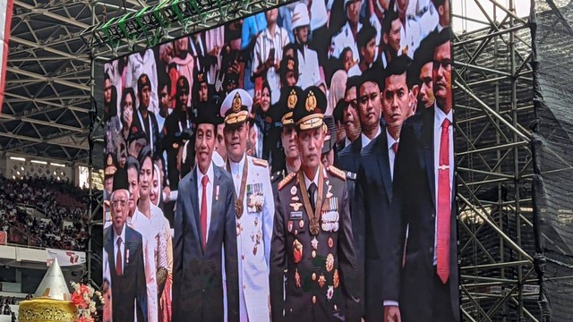 Presiden Jokowi hadiri HUT ke-77 Bhayangkara di GBK Senayan, Jakarta, Sabtu (1/7/2023). Foto: Thomas Bosco/kumparan