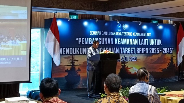 Seminar Indonesia Ocean Justice Initiative (IOJI) tentang Kemanan Laut yang dilangsungkan di Hotel Borobudur, Jakarta, Rabu (5/7/2023). Foto: Hedi/kumparan