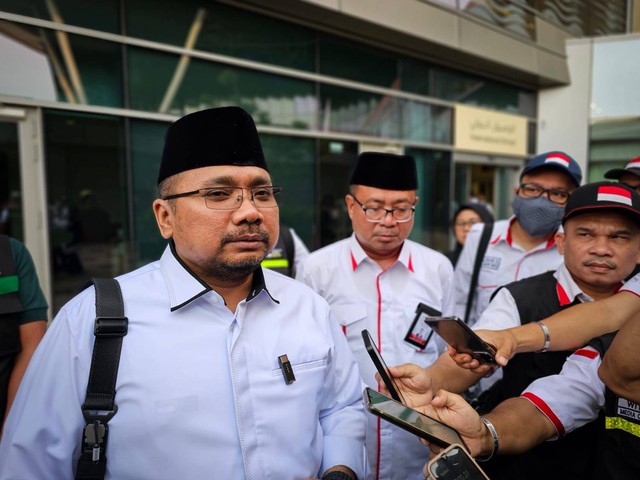 Menteri Agama Yaqut Cholil Qoumas jelang pulang haji 2023. Foto: Ahmad Romadoni/kumparan