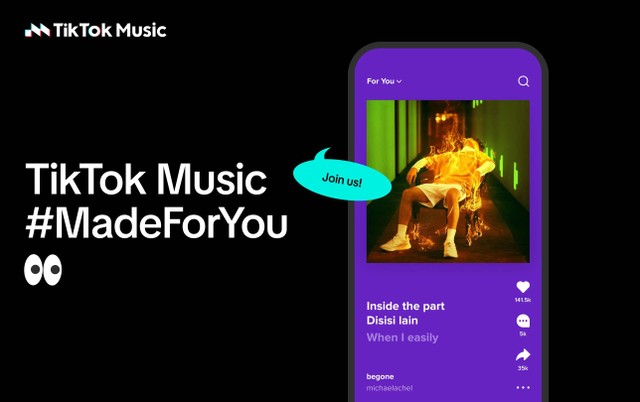 Aplikasi streaming lagu TikTok Music. Foto: ByteDance