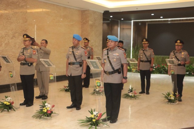 Upacara serah terima jabatan 4 pejabat utama Polda Metro Jaya di Gedung Promoter Polda Metro Jaya, Rabu (12/7). Foto: Dok. Polda Metro