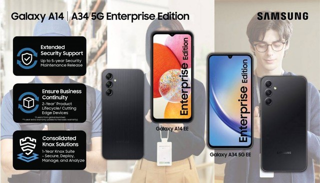 Samsung Galaxy A14 dan A34 5G Enterprise Edition. Foto: Samsung
