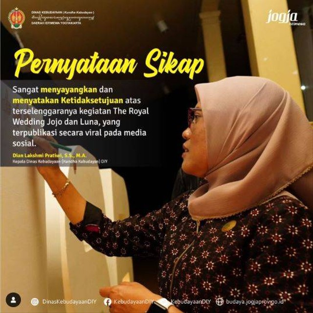 Pernyataan Sikap oleh Disbud DIY. Foto: @dinaskebudayaandiy/Instagram