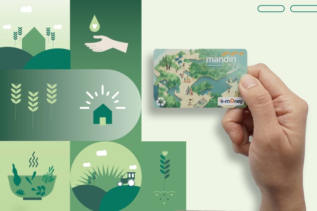 E-money berbahan plastik daur ulang terbitan Bank Mandiri.