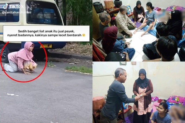 Viral video Cyntya Afrianti Amala (kiri). Jajaran Pemkot Surabaya mendatangi kediaman Cyntya. Foto: Diskominfo Surabaya
