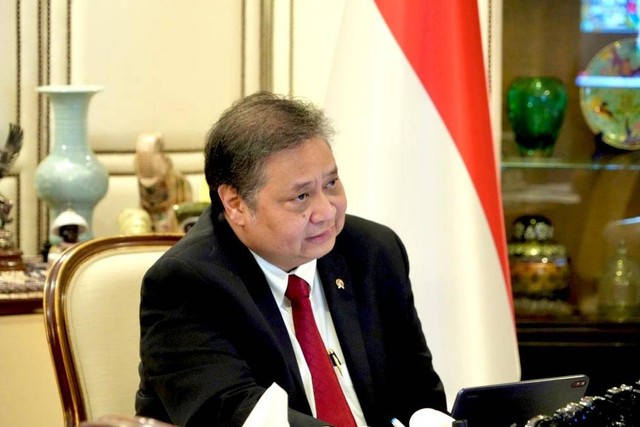 Menko Bidang Perekonomian Airlangga Hartarto dalam Pertemuan Tingkat Kepala Negara atau Kepala Pemerintahan yang ketiga dari Champion Group of the GCRG (Global Crisis Response Group) on Food, Energy, and Finance. Foto: Dok. Kemenko Perekonomian