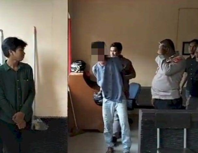 Pelaku saat diamankan polisi, Foto : Istimewa