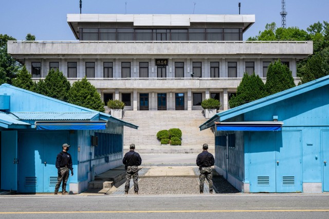 Zona Demiliterisasi (DMZ) yang memisahkan Korea Utara dan Korea Selatan di Paju, Korea Selatan. Foto: Anthony WALLACE / AFP