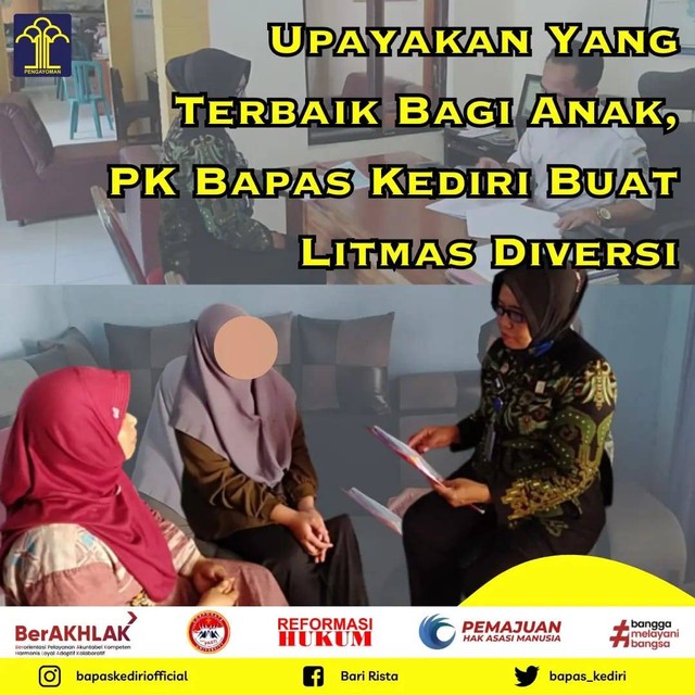 Upayakan yang Terbaik Bagi Anak, PK Bapas Kediri Buat Litmas Diversi (Foto:HumasBapasKedri)