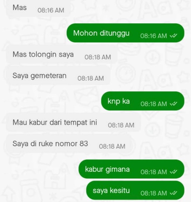 Tangkapan layar chat antara Ahmad dengan Gira. Dok: Ist.