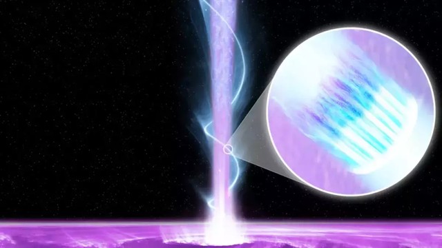 Ilustrasi blazar Markarian 421 yang meledakkan jet berenergi tinggi. (Kredit gambar: NASA/Pablo Garcia)