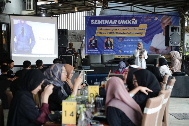 Suasana seminar UMKM di Palembang yang di gelar oleh UNSRI dan UNILA bersama Crivisaya Ganjar, Foto : Istimewa