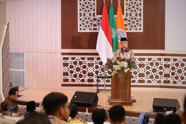 Prof. Dr. Haedar Nashir, M.Si. Ketua Umum PP Muhammadiyah pada Rakernas Majelis Pustaka dan Informasi (MPI) di Universitas Ahmad Dahlan (UAD) (Foto: Istimewa)