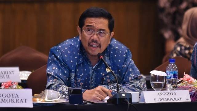Anggota Komisi II DPR RI Ongku P. Hasibuan saat mengikuti pertemuan di Pekanbaru, Riau, Senin (26/6/2023).  Foto: Kresno/nr/DPR