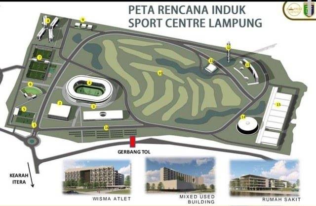 Sejumlah fasilitas akan dibangun di kawasan sport center Lampung, mulai dari Stadion Utama, fasilitas olahraga lain, Convention Hall hingga hotel dan mall. | Foto : Dok. Bappeda Provinsi Lampung