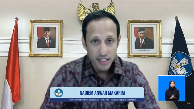 Mendikbudristek Nadiem Anwar Makarim dalam meresmikan ARKAS versi 4, Senin (7/8). Foto: Kemendikbudristek