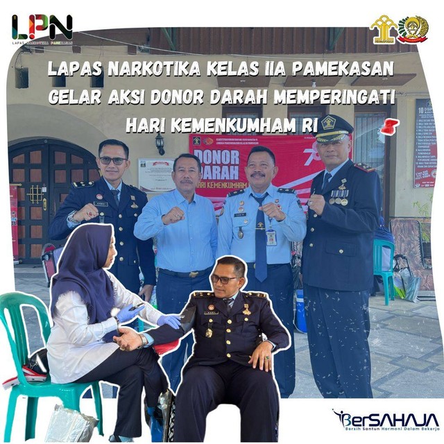 Lapas Narkotika Kelas IIA Pamekasan Gelar Aksi Donor Darah dalam rangka Hari Kemenkumham RI, Senin (07/08/2023) Pagi (Foto: Humas Lapas Narkotika Pamekasan)