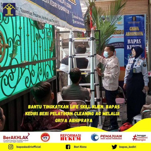 Bapas kediri Beri pelatihan Cleaning Ac melalui Griya Abhipraya Bantu tingkatkan life skill klien (Foto:HumasBapasKediri)