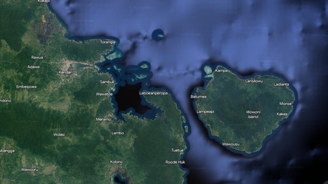 Citra satelit Pulau Wawonii yang diambil dari Google Earth.