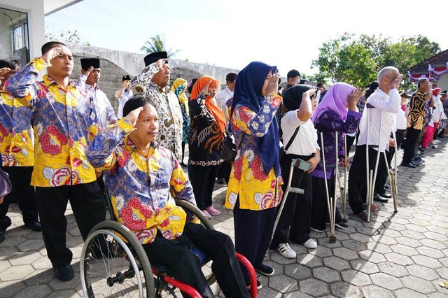 Kaum difabel di Temanggung ikuti upacara peringatan HUT ke-78 RI, Kamis (17/8/2023). Foto: ari/Tugu Jogja