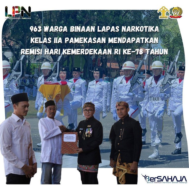 963 Warga Binaan Lapas Narkotika Kelas IIA Pamekasan Mendapatkan Remisi Hari Kemerdekaan RI ke-78 Tahun, Kamis (17/08/2023) Pagi (Foto : Humas Lapas Narkotika Pamekasan)