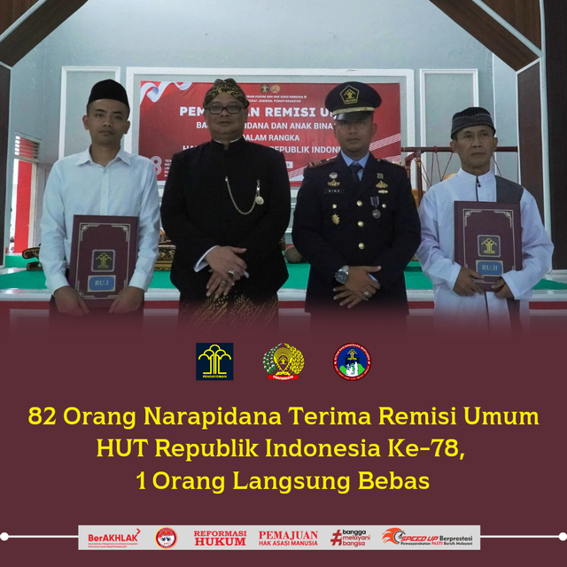 82 Orang Narapidana Terima Remisi Umum HUT Republik Indonesia Ke-78 ...