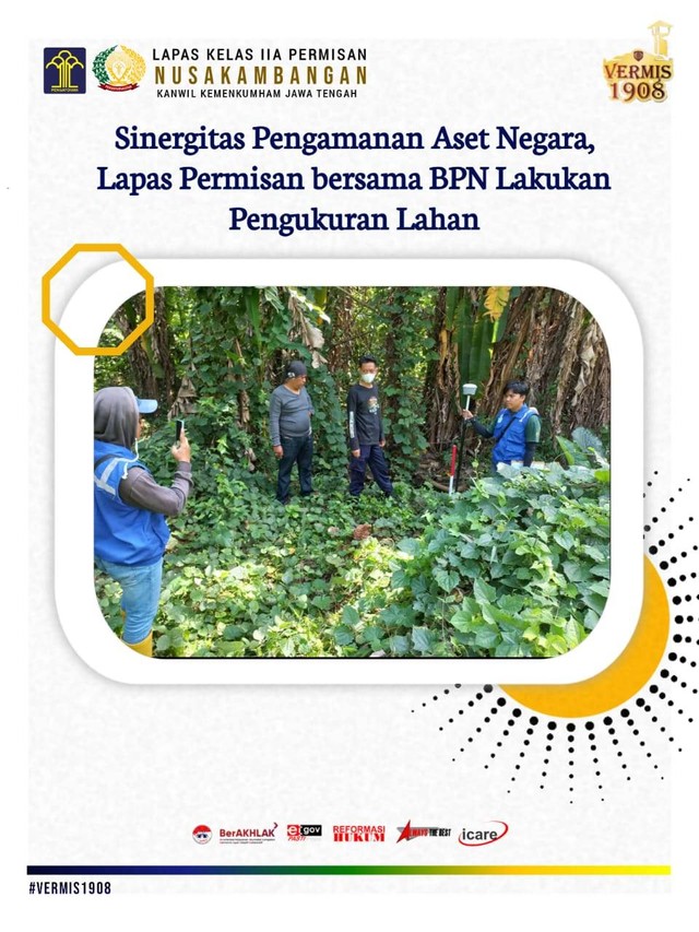 Sinergitas Pengamanan Aset Negara, Lapas Permisan bersama BPN Lakukan Pengukuran