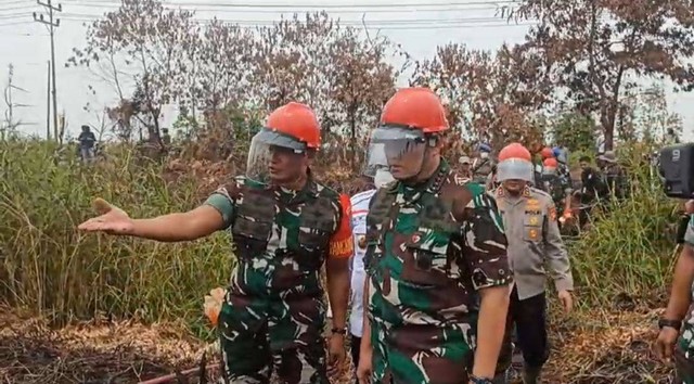 Panglima TNI Laksamana TNI Yudo Margono saat meninjau lokasi Karhutla di Mempawah. Foto: M.Zain/Hi!Pontianak 