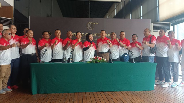 Konferensi pers dukungan Letjen Richard Tampubolon sebagai Ketua Umum Pengurus Besar Taekwondo Indonesia di Hotel Century Park, Jakarta, Kamis (24/8). Foto: Jodi Hermawan/kumparan