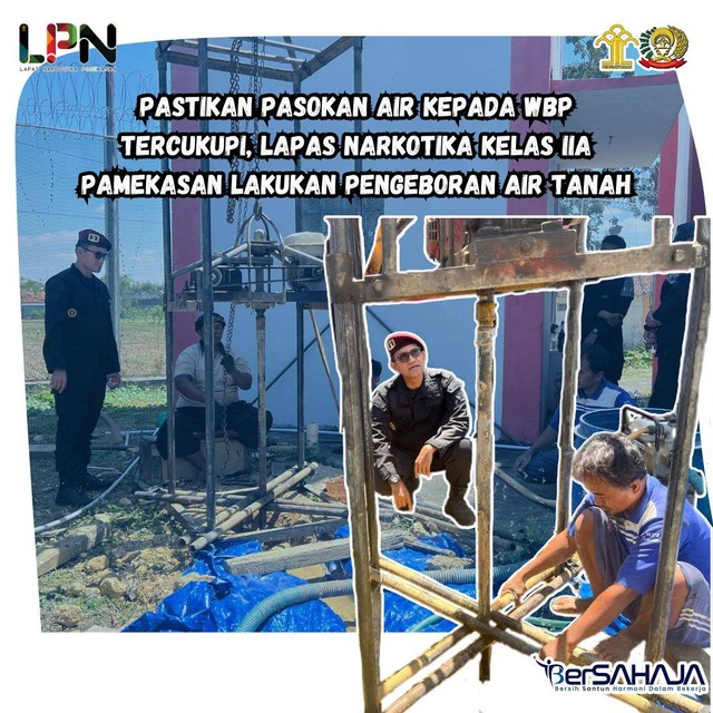 Pastikan Pasokan Air Kepada WBP Tercukupi, Lapas Narkotika Kelas IIA Pamekasan Lakukan Pengeboran Air Tanah, Kamis (24/08/2023) Pagi (Foto : Humas Lapas Narkotika Pamekasan).