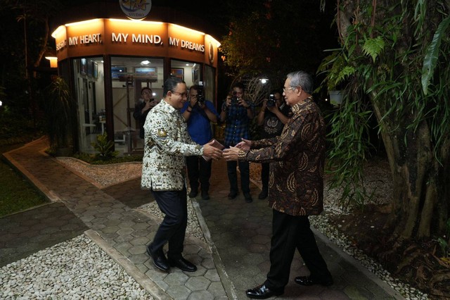 Bacapres Anies Baswedan bertemu Ketua Majelis Tinggi Demokrat Susilo Bambang Yudhoyono (SBY) di Cikeas, Jawa Barat, Jumat (25/8/2023). Foto: Dok. Istimewa