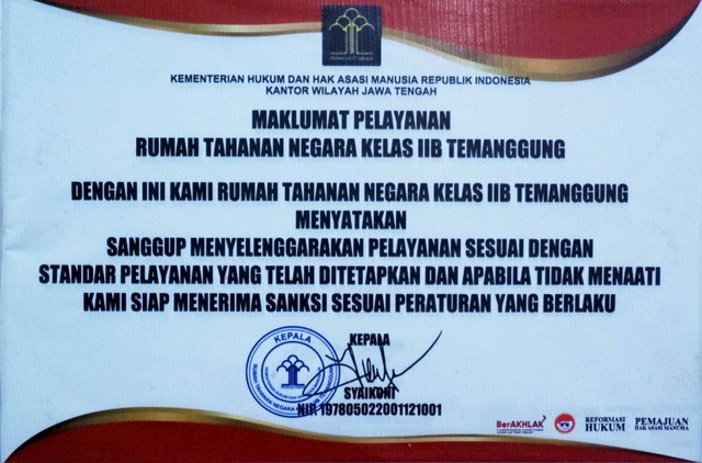 Rutan Kelas II B Temanggung Menegaskan Komitmen Pada Standar Pelayanan ...