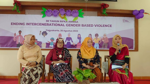 Konferensi pers ulang tahun Rifka Annisa ke-30, Sabtu (26/8). Foto: Widi RH Pradana/Pandangan Jogja