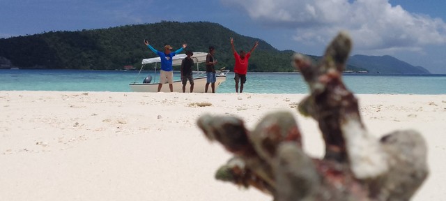 Pesisir Pantai Pulau Kecil di Hamparan Kepulauan Raja Ampat yang Kaya Sumberdaya Bahari (Sumber foto; Koleksi Pribadi)