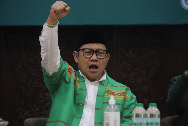 Ketua Umum Partai Kebangkitan Bangsa (PKB) Muhaimin Iskandar atau Cak Imin menggelar Pembukaan Rapat Koordinasi Nasional Pemilu 2024 di Kantor DPP PKB, Cikini, Jakarta, Senin (28/8/2023). Foto: Fitra Andrianto/kumparan