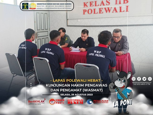 Kunjungan Hakim Pengawas dan Pengamat (WASMAT) PN Polewali di Lapas Polewali