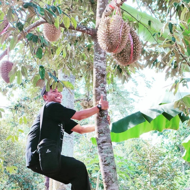 Penulis ketika mengujungi wisata durian di Kabupaten Karanganyar.