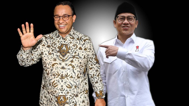 Kolase foto Bacapres Anies Baswedan dan Ketua Umum PKB Muhaimin Iskandar. Foto: Akbar Nugroho Gumay/ANTARA FOTO