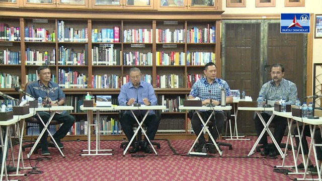 Suasana penyampaian hasil rapat Majelis Tinggi Partai Demokrat, Jumat (1/9/2023). Foto: YouTube