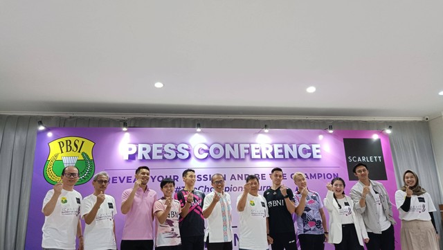 Konferensi pers Scarlett Badminton Open 2023 di Gedung Unedo, Jakarta, Jumat (1/9). Foto: Jodi Hermawan/kumparan