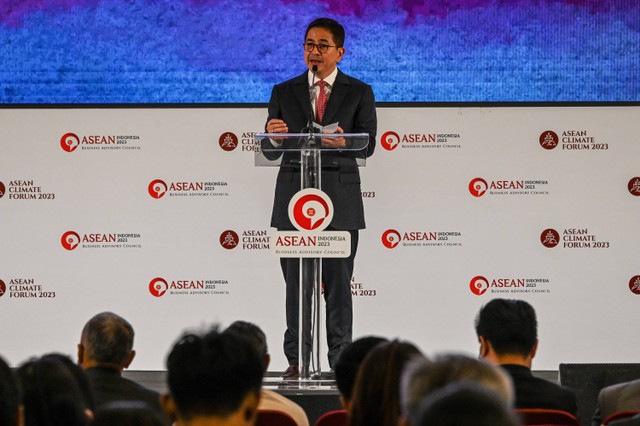 Chairman ASEAN-Business Advisory Council (ASEAN-BAC) Arsjad Rasjid dalam ASEAN Climate Forum di Ritz Carlton Pacific Place, Sabtu (2/9/2023). Foto: Dok. ASEAN-BAC