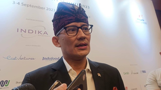 Menteri Pariwisata dan Ekonomi Kreatif (Menparekraf) Sandiaga Uno di Ritz Carlton Pacific Place, Sabtu (2/9/2023). Foto: Ghinaa Rahmatika/kumparan