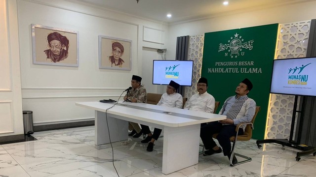 Konferensi pers Pengurus Besar Nahdlatul Ulama di kantor PBNU, Jakarta, Sabtu (2/9/2023). Foto: Luthfi Humam/kumparan