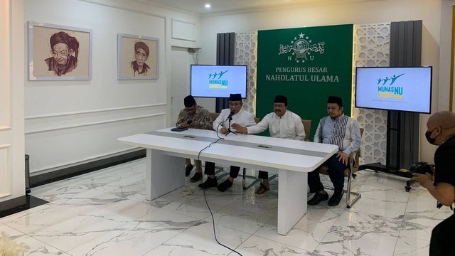 Konferensi pers Pengurus Besar Nahdlatul Ulama di kantor PBNU, Jakarta, Sabtu (2/9/2023). Foto: Luthfi Humam/kumparan