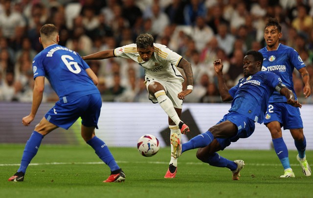 Pertandingan pekan ke-4 Liga Spanyol 2023/24 antara Real Madrid vs Getafe di Stadion Santiago Bernabeu, Madrid, Spanyol, pada Sabtu (2/9). Foto: Violeta Santos Moura/Reuters