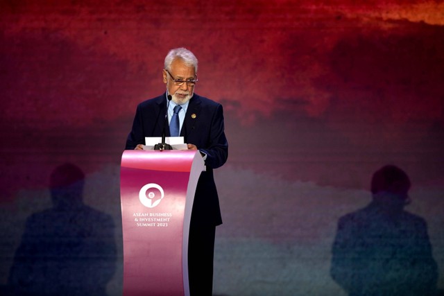 Perdana Menteri Timor Leste Xanana Gusmao dalam ASEAN Business and Investment Summit di Hotel Sultan, Jakarta, Senin (4/9/2023). Foto: ASEAN-BAC