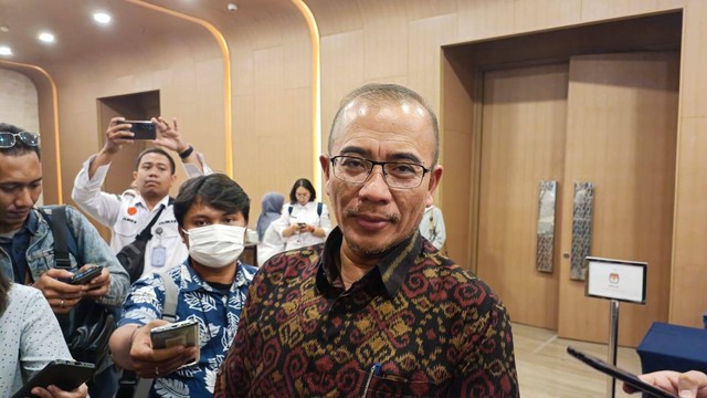 Ketua KPU Hasyim Asy'ari saat dijumpai di acara uji publik PKPU di Jakpus, Senin (4/9/2023). Foto: Thomas Bosco/kumparan